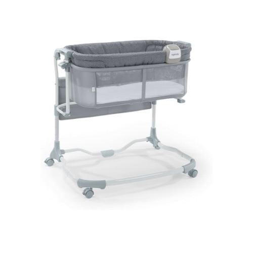 Ingenuity Dream & Grow Bedside Baby Bassinet with AirLoom Mattress, for Ages 0-12 Months, Adjustable Height - Handstitch (Grey)