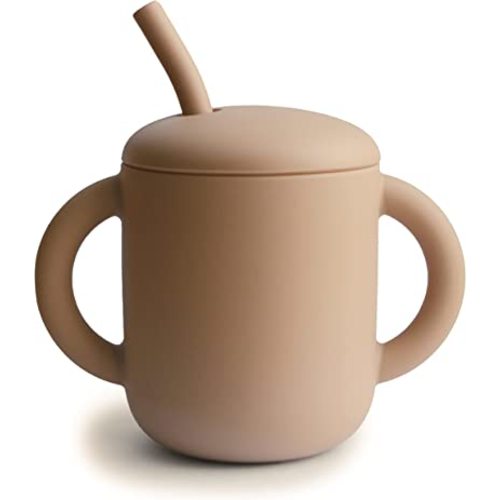 mushie 100% Silicone Training Cup & Straw for Toddlers | 6 Months+ (Natural)