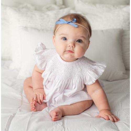 Heirloom Smocked Bubble in White with White Smocking - Flower girl, Wedding, Portrait, Easter, First Communion 521 *F