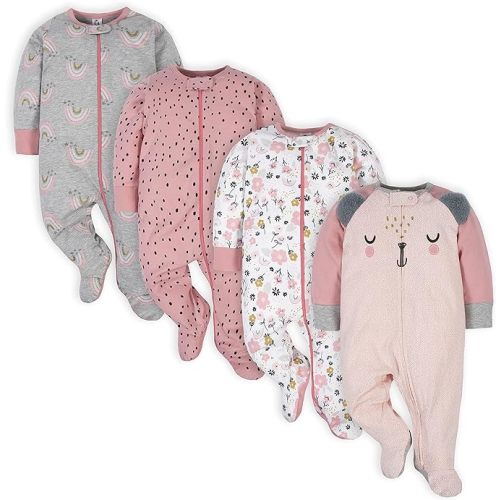 Gerber Baby-Girls 4 Pack Sleep 'N Play Footie