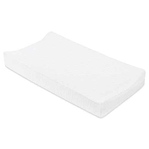 Babyletto 100% Quilted Organic Cotton Changing Pad Cover, GOTS-Certified, Fitted 360°, Ultra-Soft and Breathable Muslin - Plain White