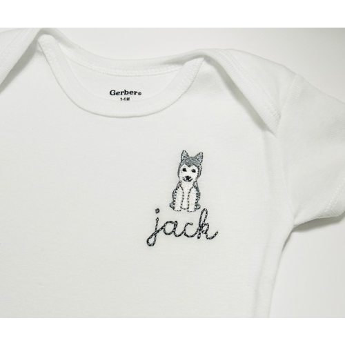 Personalized Embroidered Husky Puppy Dog Baby ONESIES® Brand Bodysuit, Baby Husky Bodysuit, Personalized Husky Dog Baby Bodysuit, Baby Gift - Etsy