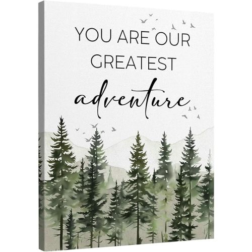 TLESKE Woodland Baby Nursery Decor Wall Art Decor, Forest Mountain Canvas Wall Art Prints for Baby Boys Girls Nursery Toddlers Kids Room Playroom, You Are Our Greatest Adventure Wall Picture, 11x14in