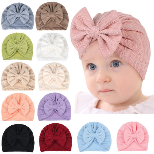 7PCS Baby Turban Baby Girl Hats Top Knot Newborn Cap Hospital Head Wrap Beanie Toddler Infant Baby Hat