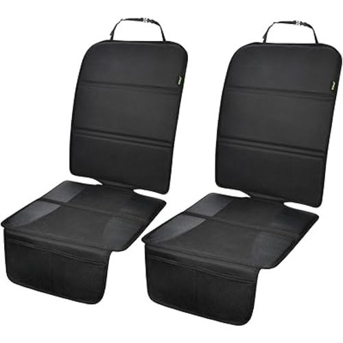 Car Seat Protector, 2 Pack Auto Seat Protectors for Child Car Seat with Thick Padding, Seat Cover Mat for Under Baby Seat to Protect Leather Seats, Black