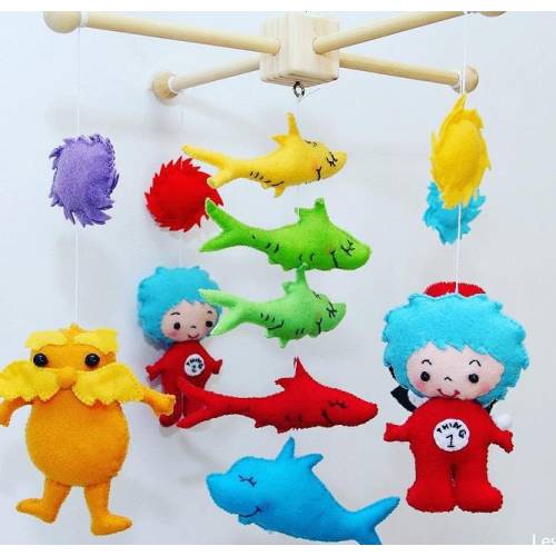 Baby Mobile-Nursery Decor- Dr Seuss Characters- Thing one -Thing two Handmade felt baby mobile