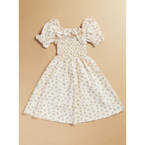 Mallory Floral Ruffle Dress in Ivory & Pink | Tullabee