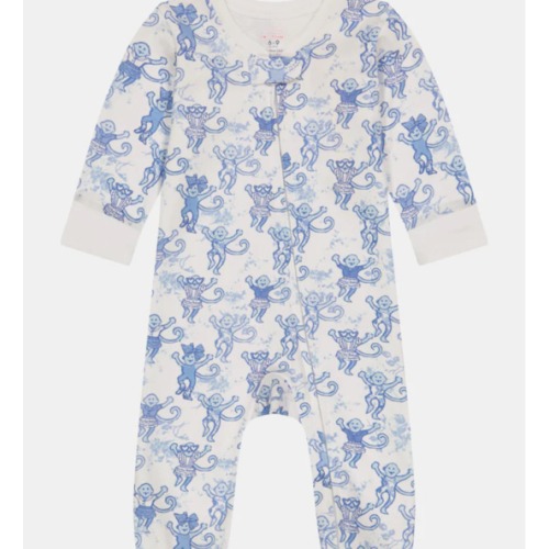 Roller Rabbit x LoveShackFancy Pastiche De Monkey Baby Zipper Footie