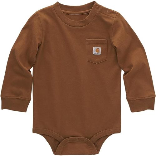 Carhatt Unisex Baby LongSleeve Pocket Bodysuit - 9 Months - Carhartt Brown