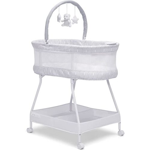 Delta Children Curve Bassinet, White/Grey