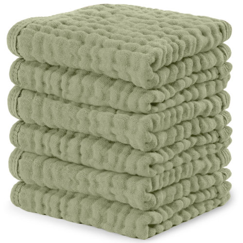 Comfy Cubs Muslin Baby Washcloths - Soft 6-Layer Cotton Wash Cloths for Sensitive Skin - 10"x10" Large, Gentle, Absorbent Infant Essentials | Wayfair
