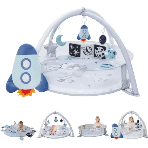 6-in-1 XL Play Mat & Play Gym, Baby Gym, Baby Activity Gym, Sensory Exploration and Motor Skill Development Toys (Space Gray)