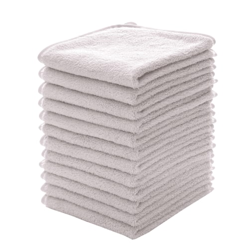 Baby Washcloths Set - 12 Pack 12x12 Inches Microfiber Coral Fleece Face Towel for Newborns, Infant, Toddlers or Kids. Ultra Soft and Absorbent wash Cloth for Baby