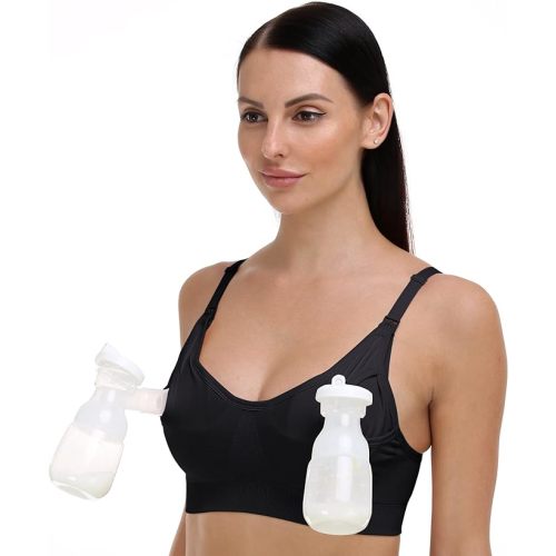Momcozy 4-in-1 Pumping Bra Hands Free, Fixed Padding Nursing Bra &  Maternity Bra, YN12 Wearable Breast Pump Bra Cotton-Nylon Comfort & Support  for M5