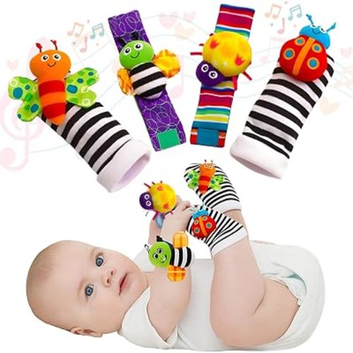 Baby Wrist Rattles for Babies 0-12 Months | Infant Rattle Sensory Socks for Babies | Soft Developmental Wristbands for Newborn Boys & Girls