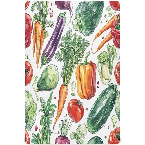 Scribble Vegetable Pattern Crib Sheets for Boys Girls Pack N Play Sheet Soft Breathable Mini Crib Sheets 39" x 27"