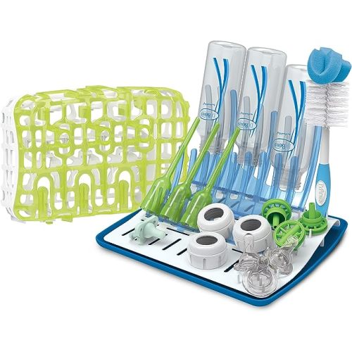 Dr. Brown's Universal Baby Bottle and Accessory Drying Rack with Baby Bottle Dishwasher Basket for Standard Baby Bottle Parts