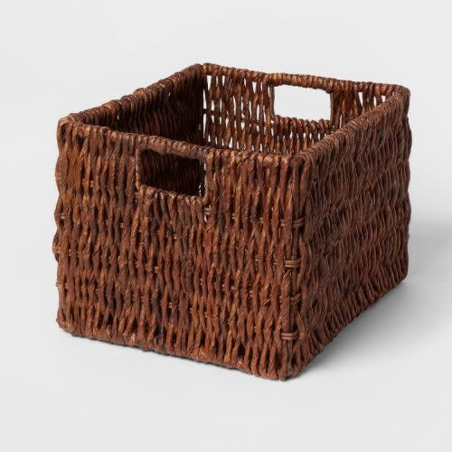 Large Woven Banana Bark Crate - Brightroom™: Brown Rectangle Decorative Basket, Renewable Resource, 15"x13"x11"