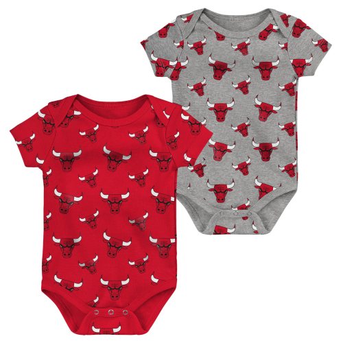 Newborn & Infant Red/Gray Chicago Bulls Two-Pack Double Up Bodysuit Set