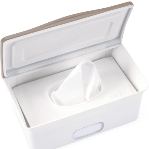 Ubbi Baby Wipes Dispenser with Weighted Plate and Secure Seal, Nursery and Baby Registry Essential to Keep Wipes Fresh, Taupe