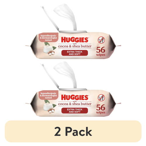 (2 pack) Huggies Sensitive Skincare Baby Wipes with Cocoa & Shea Butter, 1 Flip-Top Pack (56 Wipes)