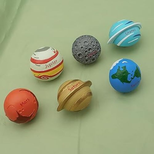 6 Pieces Planets Dresser Knobs Star Cabinet Knob Cute Planet Drawer Pulls Handle for Child's Space Theme Deco (6)