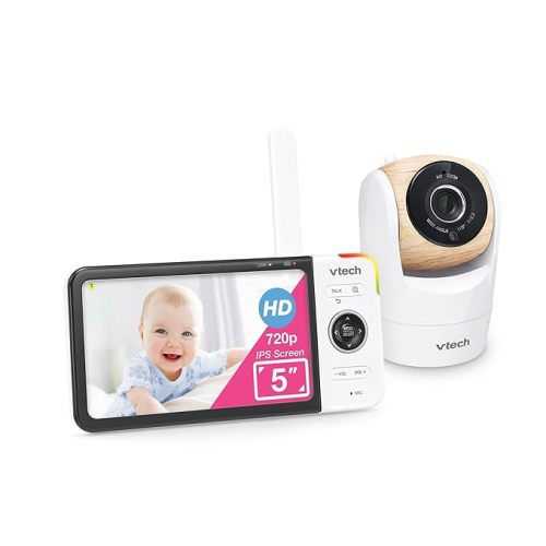 VTech VM928HD 5” 720p HD Display, Super 110 Wide Angle View Baby Monitor, Remote Pan-Tilt-Zoom,Night Vision, Up to 1000ft Range, Temperature Sensor, 9 Soothing Sounds & Lullabies,2-way Talk, No WiFi - 1 Camera 5 inch HD Screen