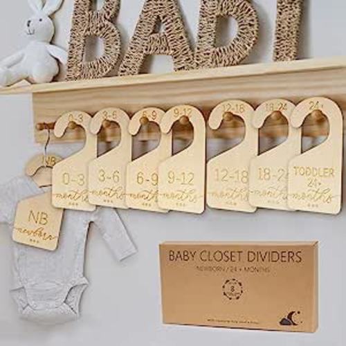 Baby Nursery Newborn Closet Size Dividers Wood Card Clothes Hanger