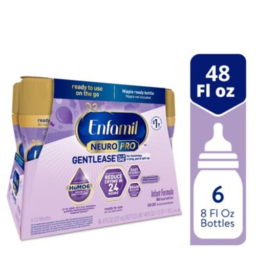 Enfamil NeuroPro Gentlease Liquid Baby Formula, For Premium Digestive Support, 8 Fl oz Bottle, 6 Count
