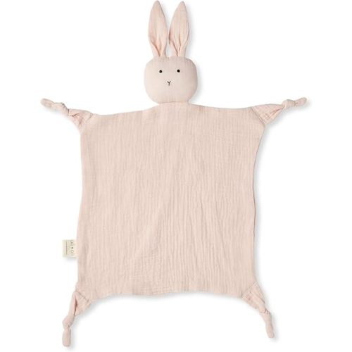 Ali+Oli Cuddle Bunny Security Blanket - Soft & Breathable Muslin, Plush Baby Blanket for Girls & Boys, Pre-Washed Cotton, Bunny Theme (Pink)