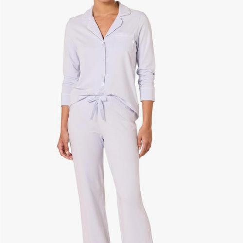 Amazon Essentials Women's Cotton Modal Long-Sleeve Shirt and Full-Length Bottom Pajama Set