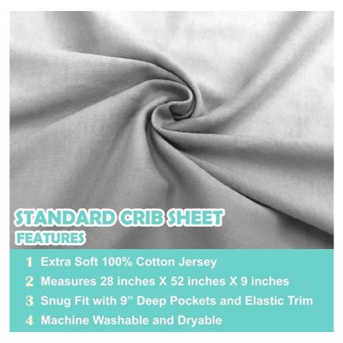 American Baby Company 2 Pack 100% Natural Cotton Fitted Crib Sheets 52" x 28" - Soft, Breathable, Hypoallergenic & Gentle Toddler Bed Sheets, Gray, Neutral for Boys & Girls