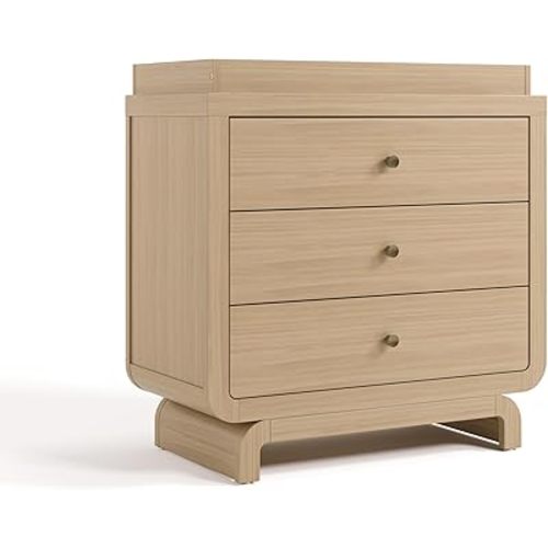 Storkcraft Santorini 3 Drawer Chest with Changing Topper (Driftwood) – GREENGUARD Gold Certified, Award-Winning Premium Wood Dresser for Baby & Kids Bedroom with Interlocking Drawer System