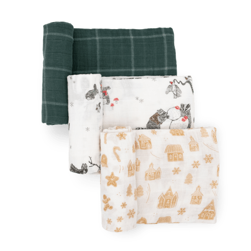 Cotton Muslin Swaddle Blanket 3 Pack - Snow Day