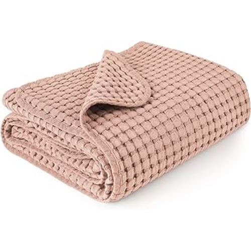 Konssy Waffle Baby Blankets, Nursery Blankets for Boys Girls, Swaddle Blankets Neutral Soft Lightweight Toddler and Kids Throw Blankets(Blush Pink)