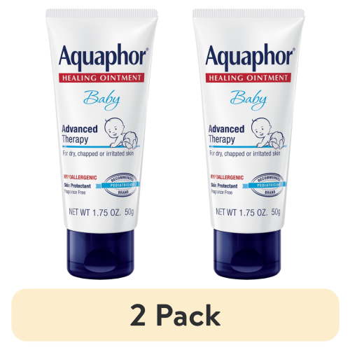 (2 pack) Aquaphor Baby Healing Ointment for Teething, Drool and Diaper Rash, Travel Size, 1.75 oz