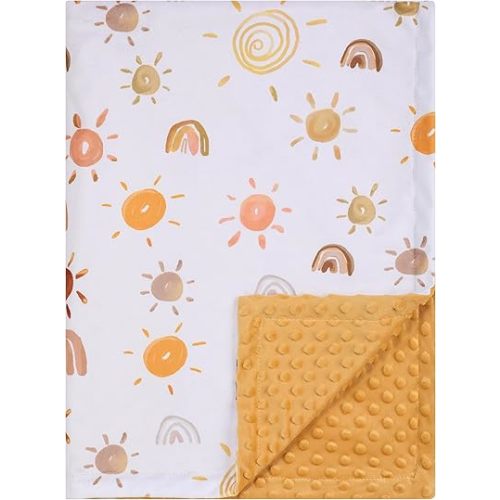 Sun Baby Blanket for Boys Girls Unisex Soft Plush Nursery Blankets Double Layer Dotted Backing Sun Printed Bed Throws for Crib Stroller Swaddle Receiving Blanket for Newborns Toddler