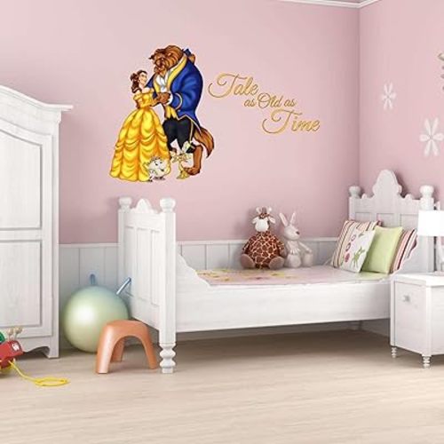 Belle Beast and Mrs Pott Lumière Decal Tale As Old As Time - Pre-Masked Decal for Girl's Bedroom - Size: 20 Inches X 14 Inches
