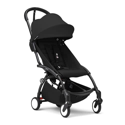 Stokke YOYO3 Stroller from 6 Months - Includes Black Frame, Seat Cushion & Canopy - Folds in & Out in a Flash - Light & Compact - Carry-On Compatible