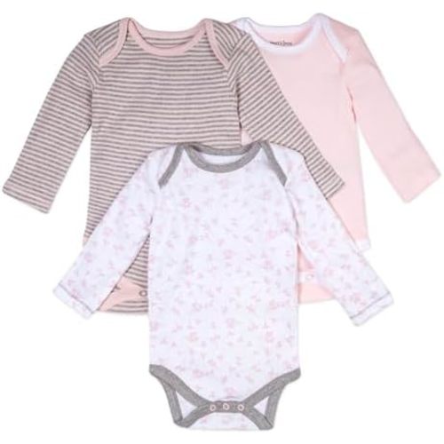 Burt's Bees Baby Unisex Baby 3-Pack Long Sleeve Bodysuits, 100% Organic Cotton