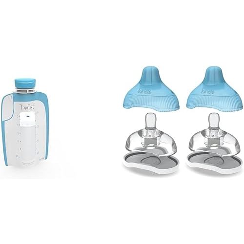 Kiinde Twist Pouch Direct-Pump Direct-Feed Twist Cap Breast Milk Storage Bags for Pumping, Freezing & Twist Active Latch Nipples for Breast Milk, Discourages Lazy Latching, Seamless Transition