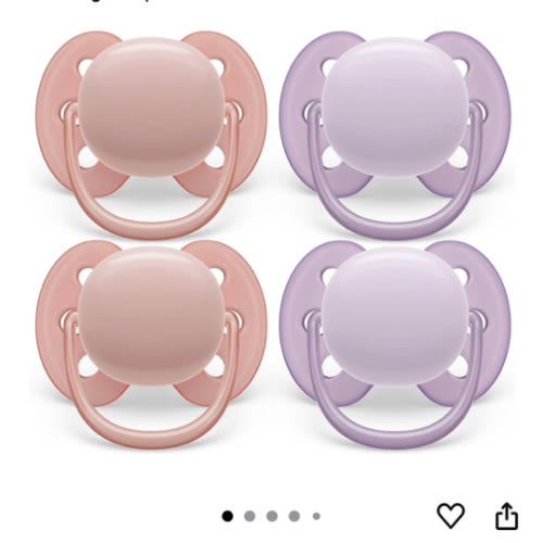 Philips Avent Ultra Soft Pacifier - 4 x Soft and Flexible Baby Pacifiers for Babies Aged 0-6 Months, BPA Free with Sterilizer Carry Case, SCF091/25