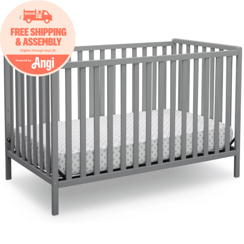 Delta Children Heartland 4-in-1 Convertible Crib, Greenguard Gold Certified, Gray