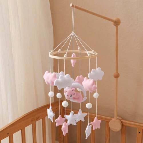 Handmade Baby Sheep & Star & Moon Bed Bell, Baby Mobile Crib, Cute Animal Shaped Toys, Educational, Improve Hand-Eye Coordination, Prevent Myopia, Nursery Room Decor, Mixed Colors, Newborn Rattle Toys, Best Gift For Parent-Child Interaction, Birthday, Chr