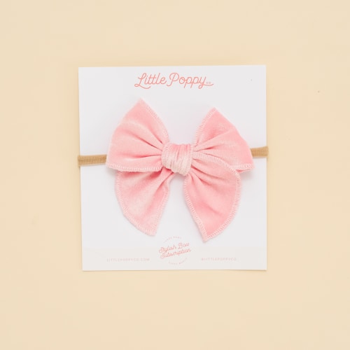 Pink Velvet Shimmer Headband Bow