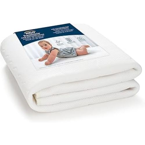 HALO Breathable Crib Mattress Cover – Quilted Mesh, Waterproof, Universal Fit for Standard Crib & Toddler Beds, Easy to Change, Machine Washable