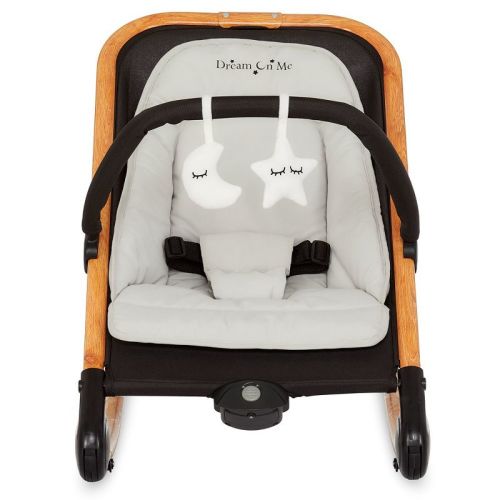 Dream On Me Rock With Me 2-In-1 Rocker And Stationary Seat, Compact Portable Infant Rocker with Removable Toy Bar Rocking Chair, Black Grey