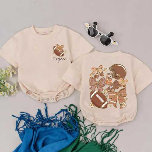 Personalized Game Day Football Romper, Game Day Season, Retro Football Girl Outfit, Football Kid Gifts, Baby Shower Gift, Baby Girl Clothes