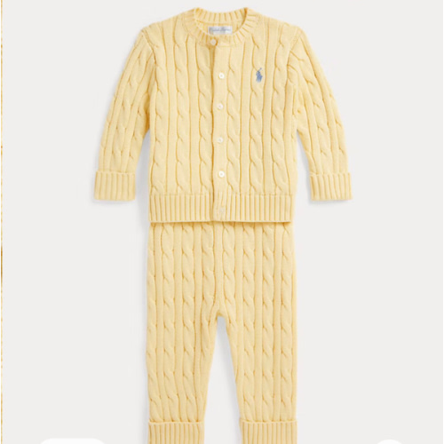 Cable-Knit Cotton Cardigan & Pant Set