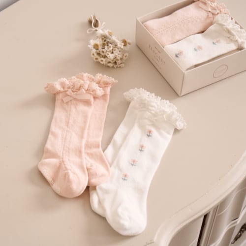 Floral Knee-high Non Slip Baby Socks 2 pack – Elegant Baby